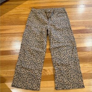 American Eagle Outfitters Leopard Print Wide Leg Jeans